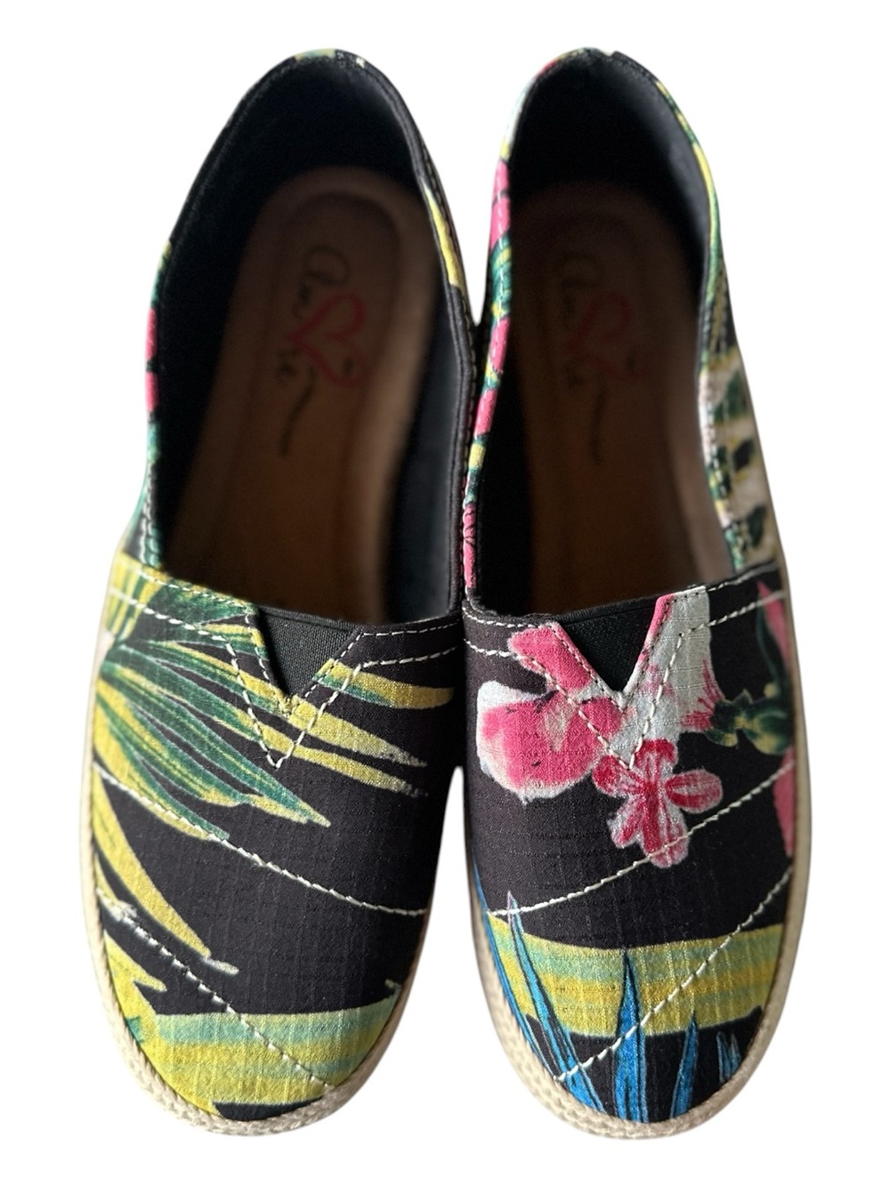 Mi Amore Floral Canvas Espadrille Sneakers in Black and Green - Picture 5 of 11